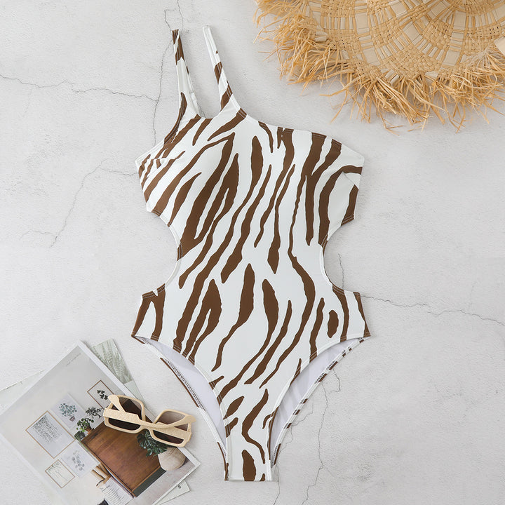 Dame Asymmetrisk Énselet Badedragt med Dyr Motiv Skovae