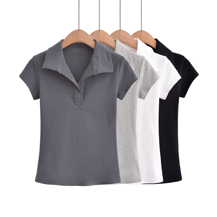 Dame Polo-T-Shirt med kropsnær pasform og farvematchende krave Stilla