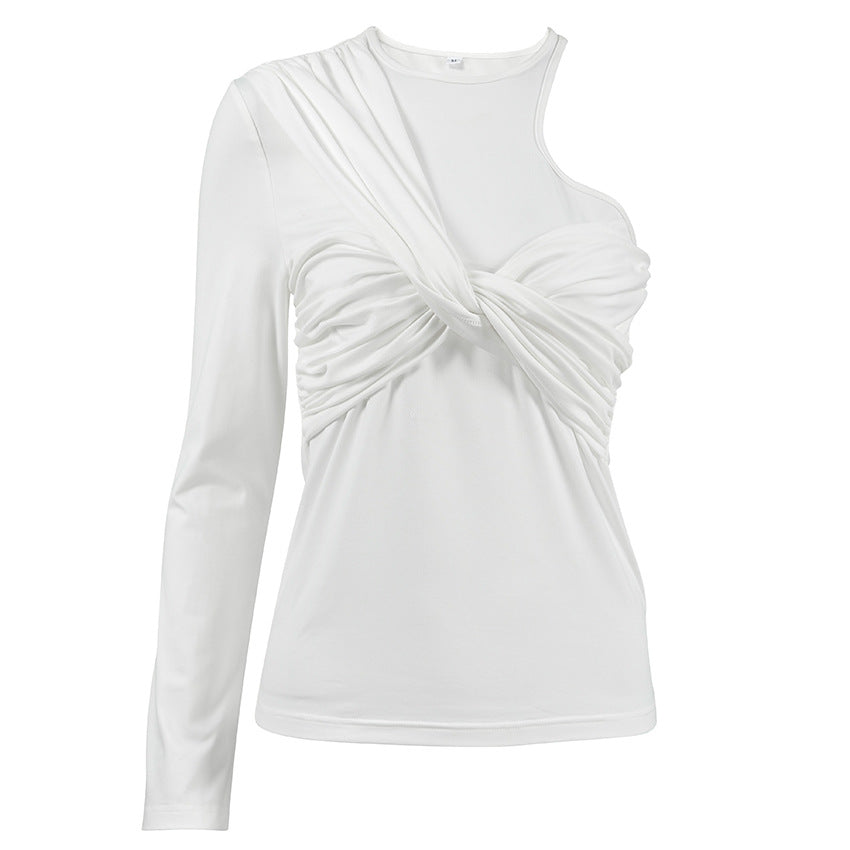 Dame elegant top med asymmetrisk snit og rynket detalje Stilla