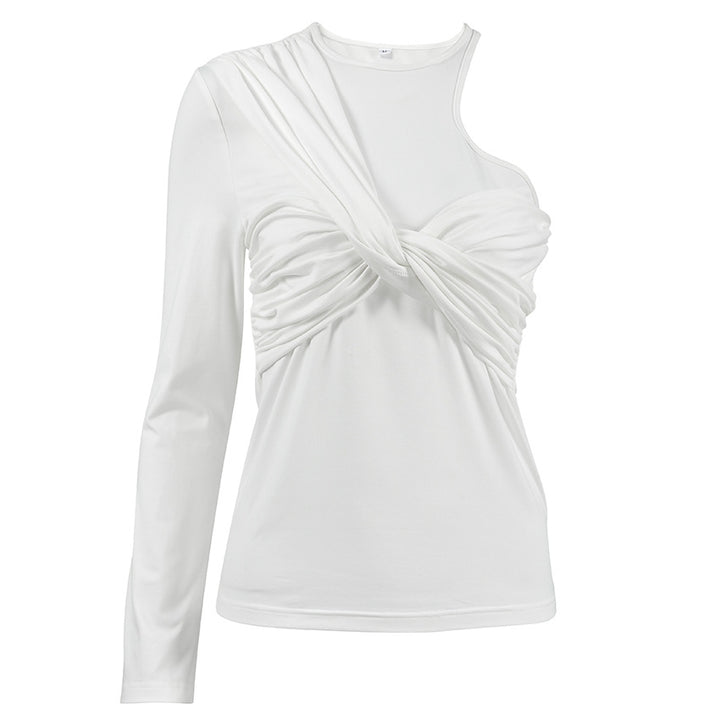 Dame elegant top med asymmetrisk snit og rynket detalje Stilla