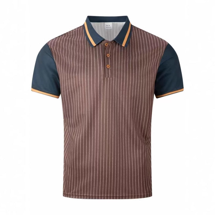 Herrer kortærmet polo shirt med elegante striber og kontrast accenter Stilla