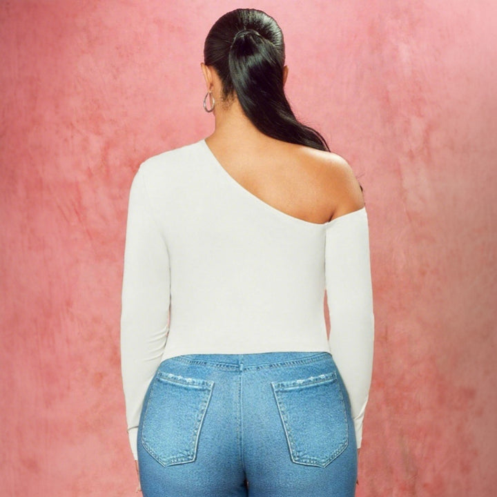 Dame elegant longsleeve overdel med asymmetrisk cut-out Stilla