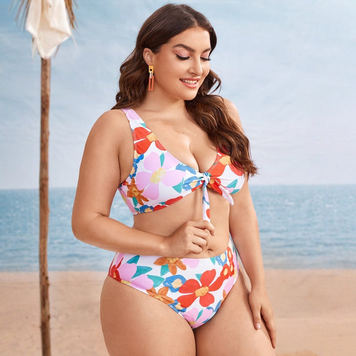 Dame Højskåret Bikinisæt med floral design Skovae