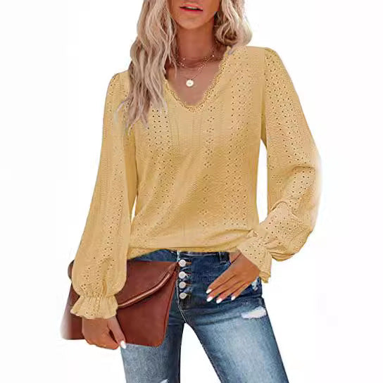 Dame elegant bluse med broderidetaljer Stilla