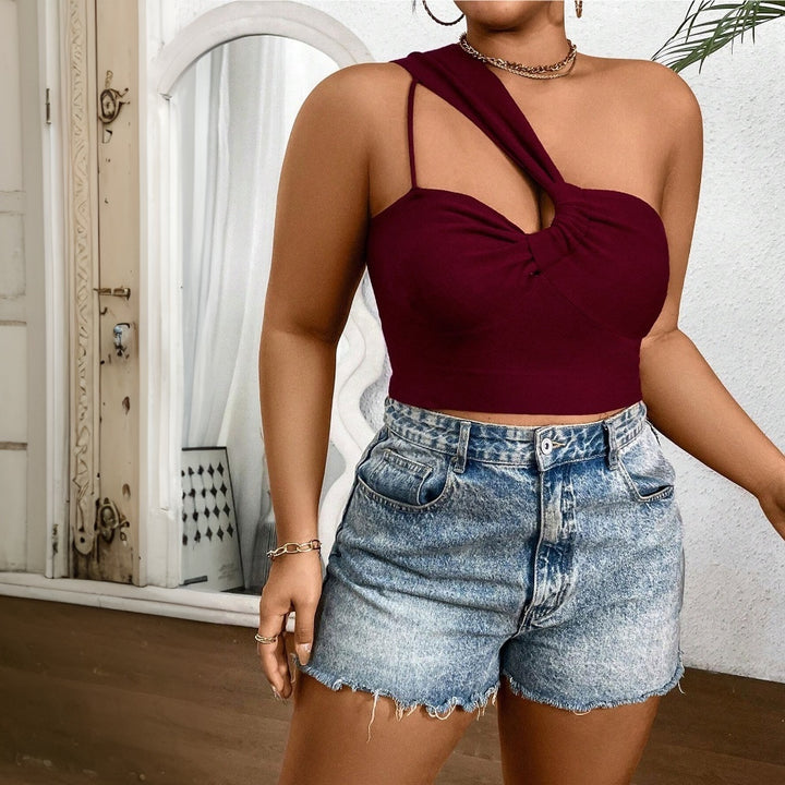 Damer asymmetrisk crop-top med dekorativ knude Stilla
