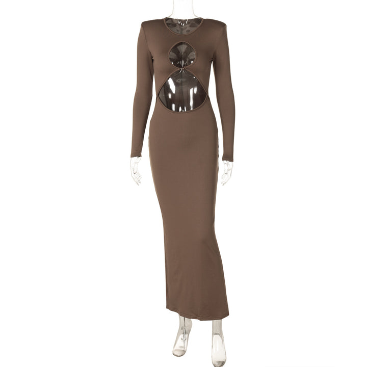 Dame Elegant Maxikjole med transparente indsatser og innovativt cut-out-design Stilla
