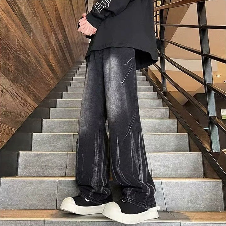 Herrer afslappede Baggy-jeans med unikke vaskeeffekter og komfortabel elastisk talje Stilla