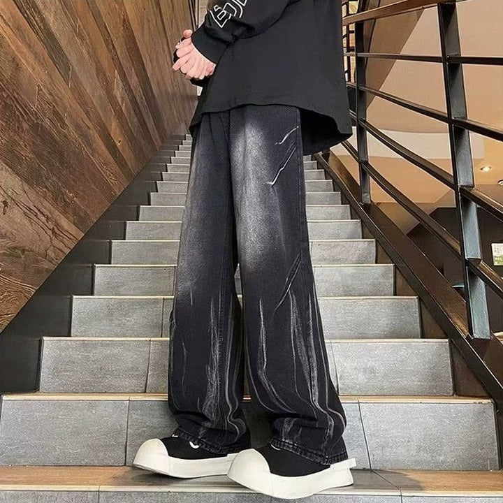 Herrer afslappede Baggy-jeans med unikke vaskeeffekter og komfortabel elastisk talje Stilla