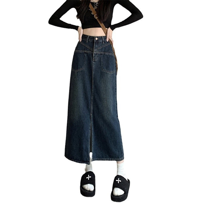 Dame Jeans Nederdel med Høj Slid Stilla