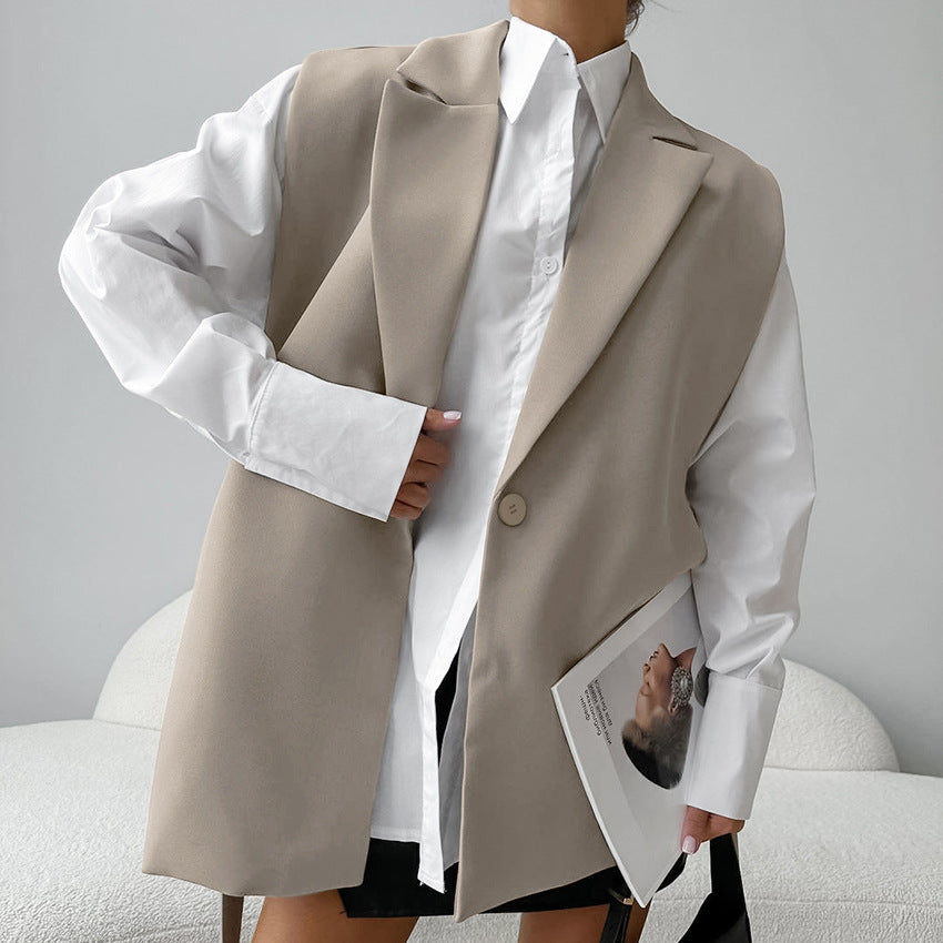 Dame moderne Long-Blazer-Vest med trendy snit Stilla