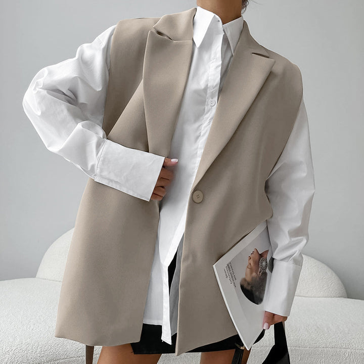Dame moderne Long-Blazer-Vest med trendy snit Stilla