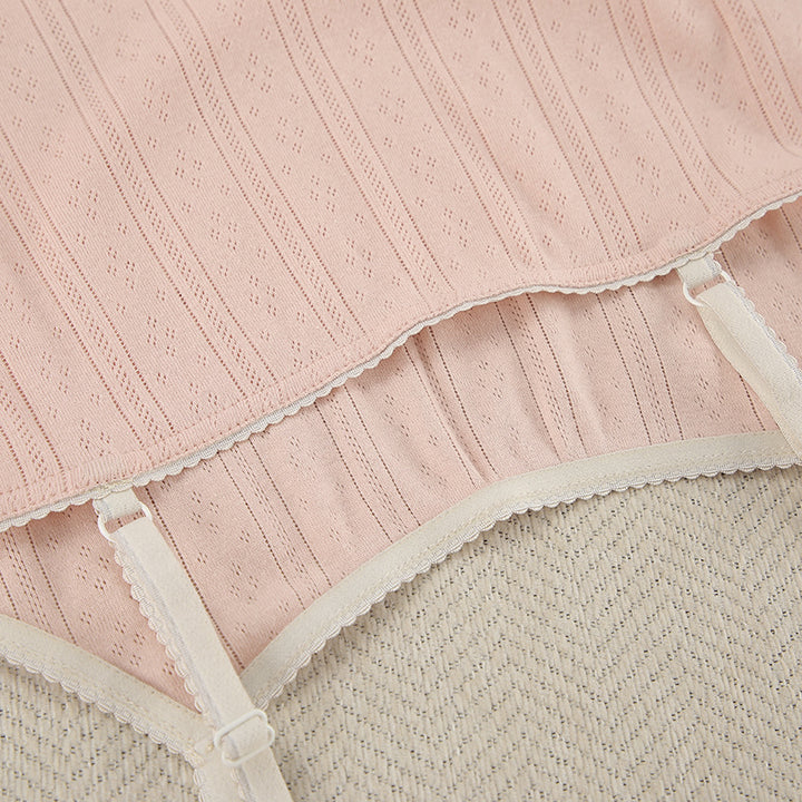 Dame Crop-Top og Shorts-Sæt i let materiale med dekorative strukturer Stilla