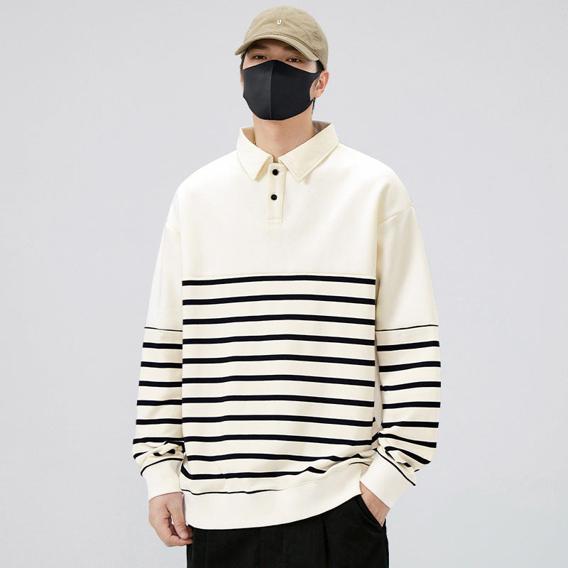 Stribet Pullover Sweatshirt til Herrer Stilla