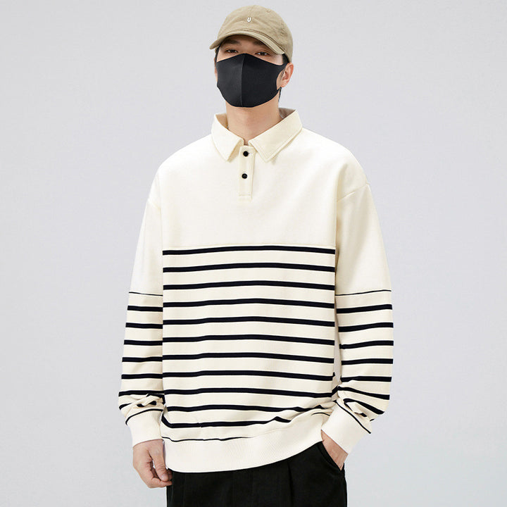 Stribet Pullover Sweatshirt til Herrer Stilla