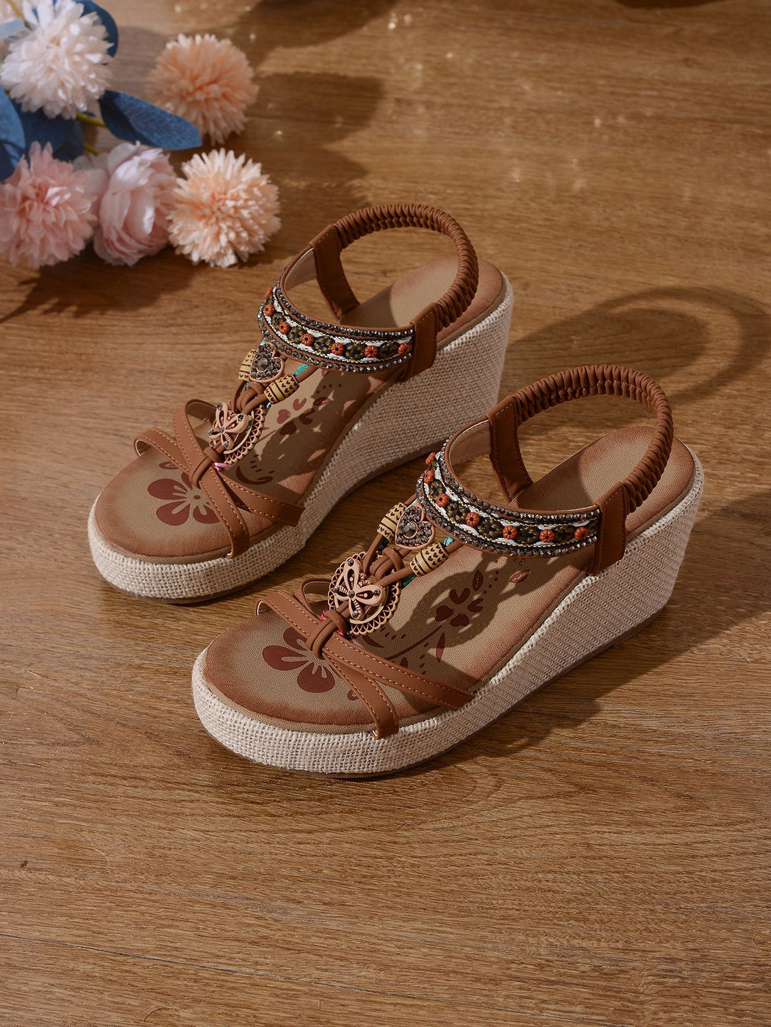 Damer Elegante Wedge-sandaler med kunstneriske udsmykninger og antibakteriel sål Stilla