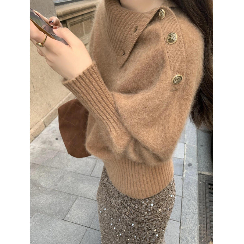 Kvinderens fashionable sweater med stilfuld turtle neck og fin ribbeting struktur Stilla