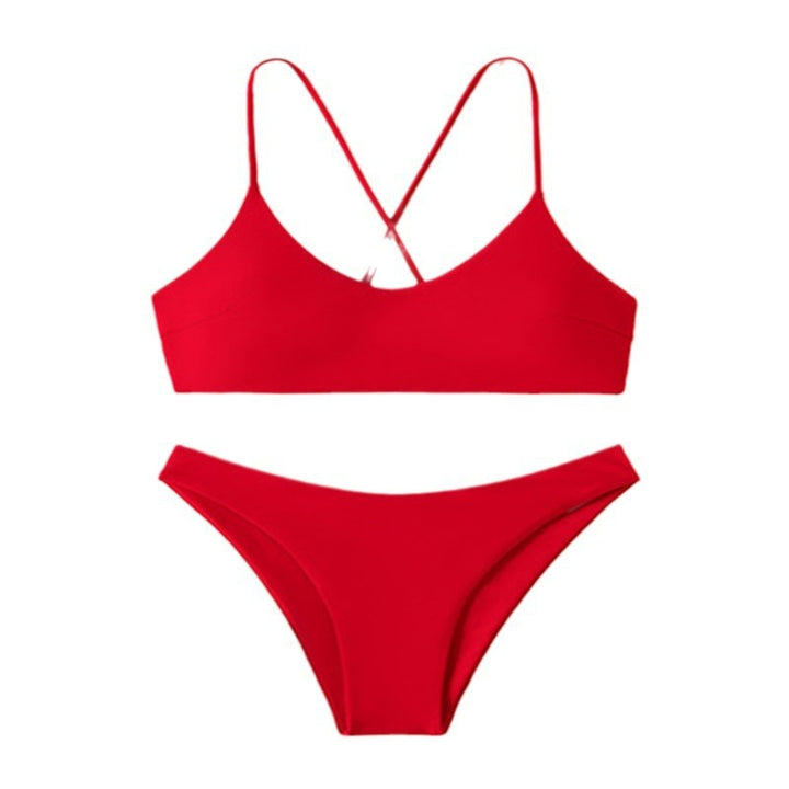 Dame triangel-bikini-sæt med elegant krydsbærer-design Skovae