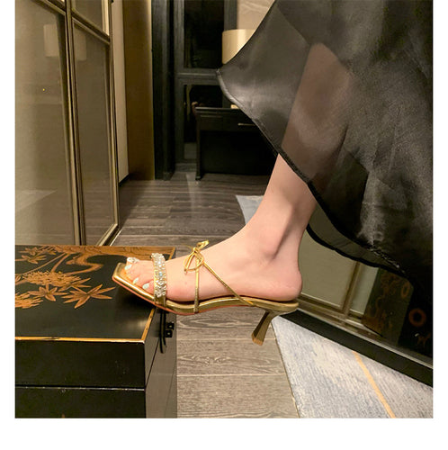 Dame elegante sandaler med glitrende rem og trendy hæl Stilla