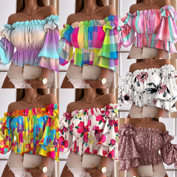 Kvinder Off-Shoulder Blomster Peplum Top Stilla