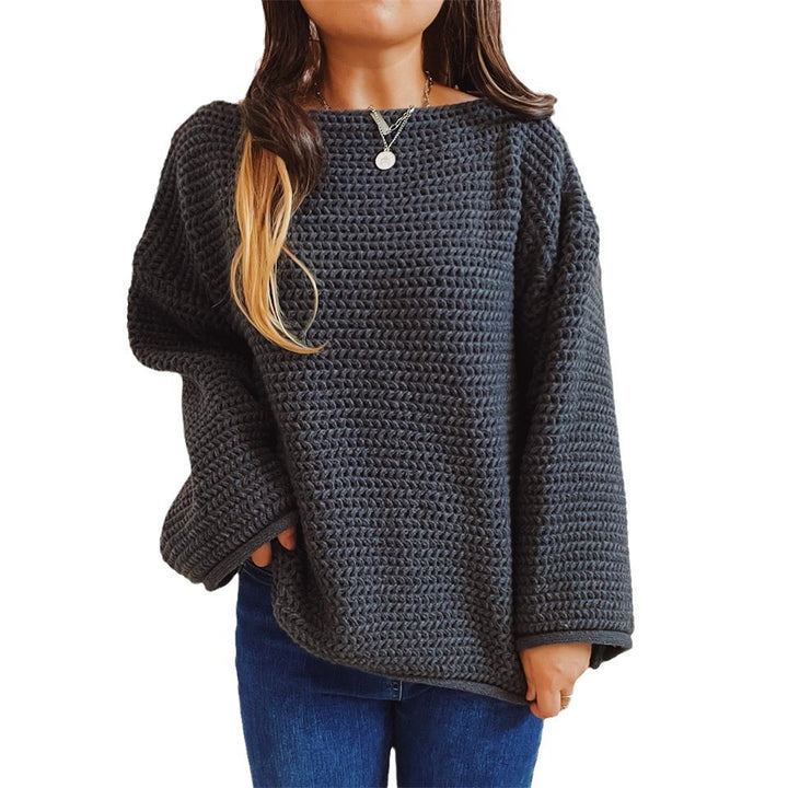 Damernes løse strikkede sweater med en bred skæring og moderne stækmønster Stilla