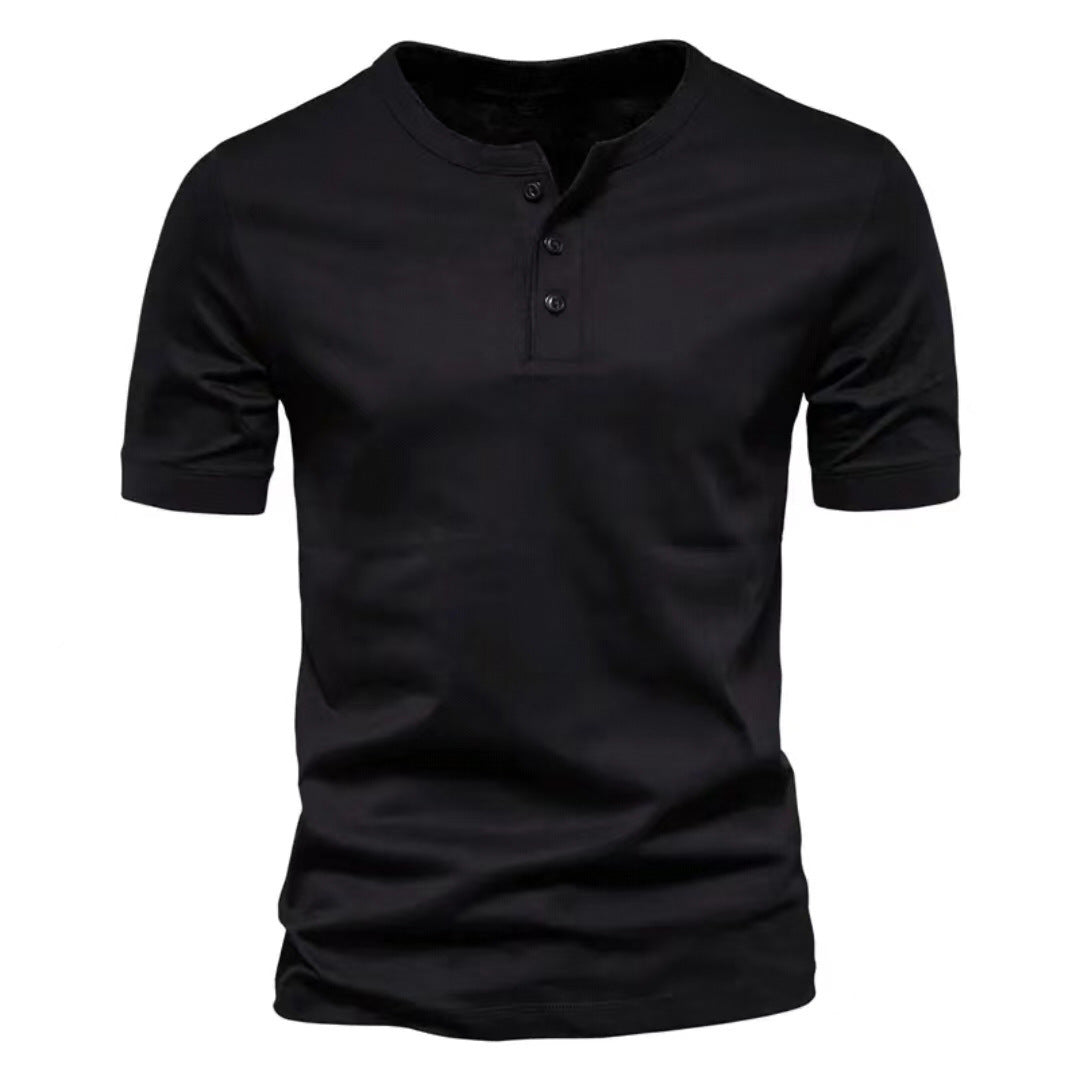 Herrer Kortærmet Henley-T-shirt med moderne knaplukning og afslappet pasform Stilla