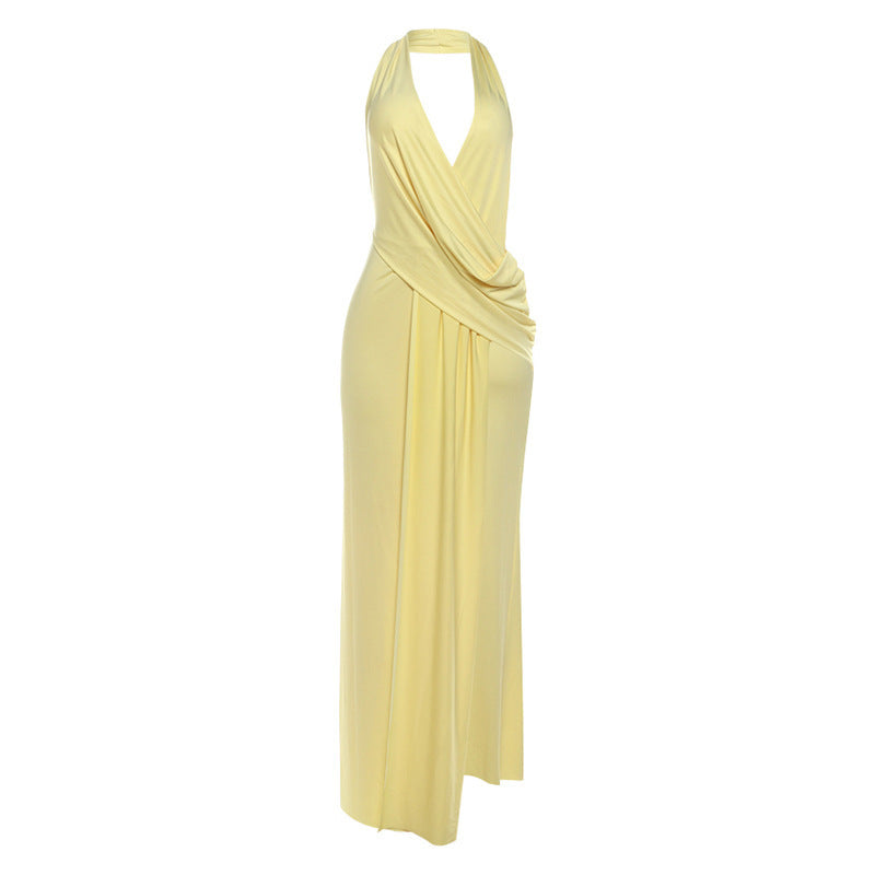 Damen Elegantes Wickelkleid mit tiefem V-Ausschnitt und fließendem Schnitt Skovae