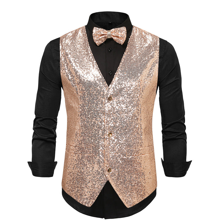 Herrer glitrende palietvest med butterfly Stilla