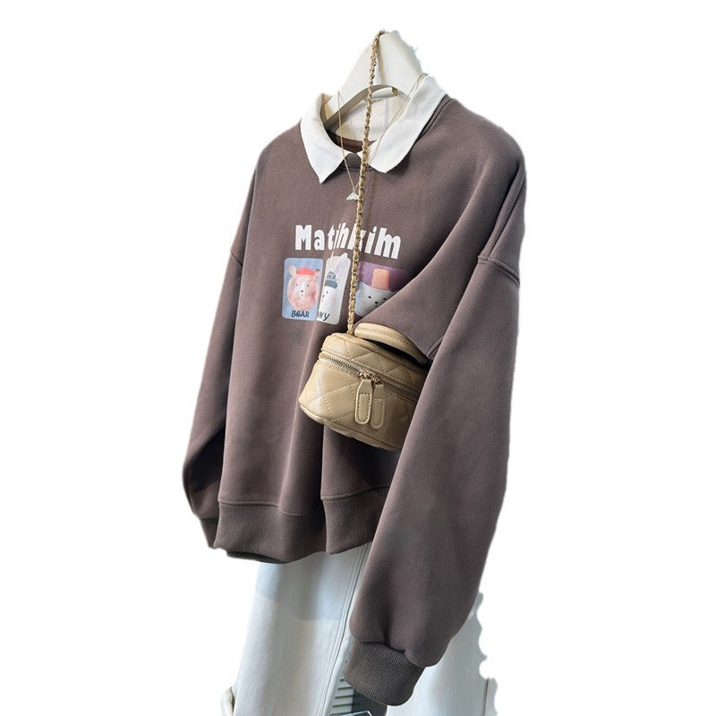 Femme Leges spillet grafisk sweatshirt med kontrastkrave Stilla