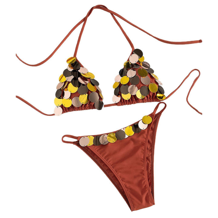 Dame bikini-sæt med skinnende paillet-detaljer og justerbare stropper Stilla