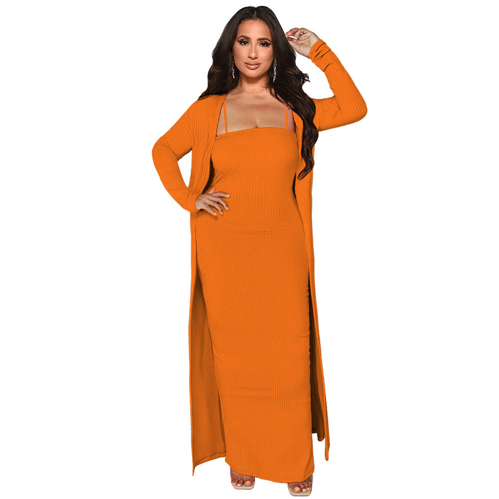 Dame Strapless Maxikjole med lang Cardigan Stilla