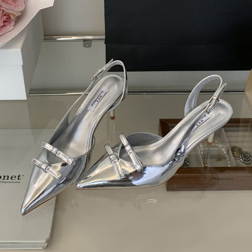 Dame Slingback Højhælede Sko med tiltalende Metallic-finish og elegant remdesign Stilla