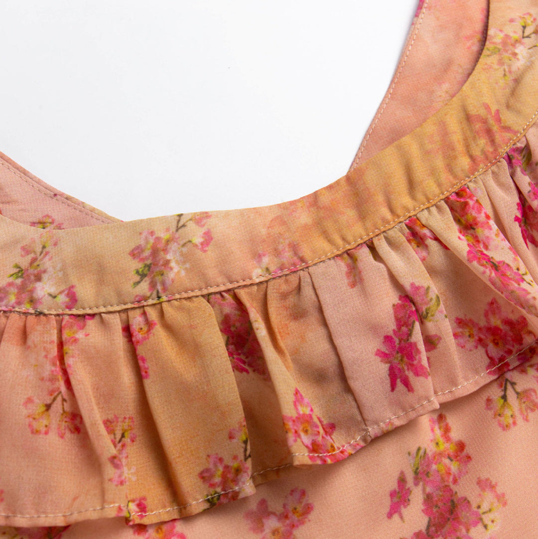 Dame Floral Rynke Spids Kjole Stilla