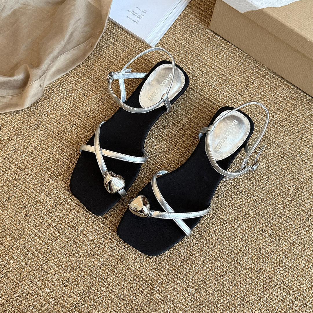 Femme Elegante Kvadratstæer snoede Sandaler Stilla