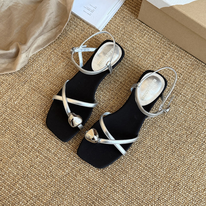 Femme Elegante Kvadratstæer snoede Sandaler Stilla