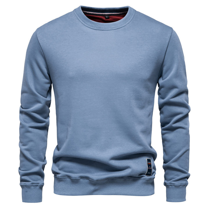 Herrer nan klassisk rundhals-sweatshirt lavet af tung bomuldsblanding med børstet inderside og ribbede manchetter Skovae