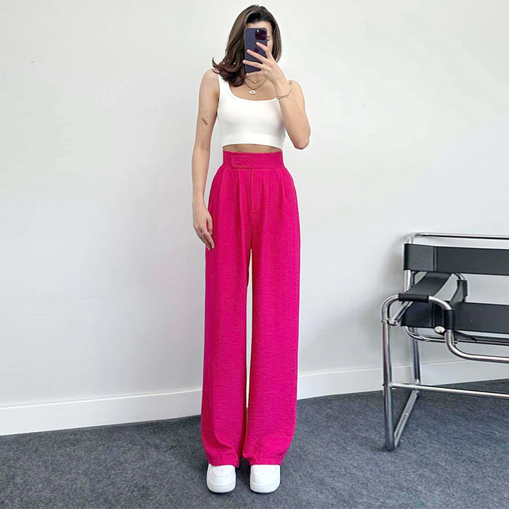 Damer Bred High-Waist Bukser med elegant Plissé Stilla