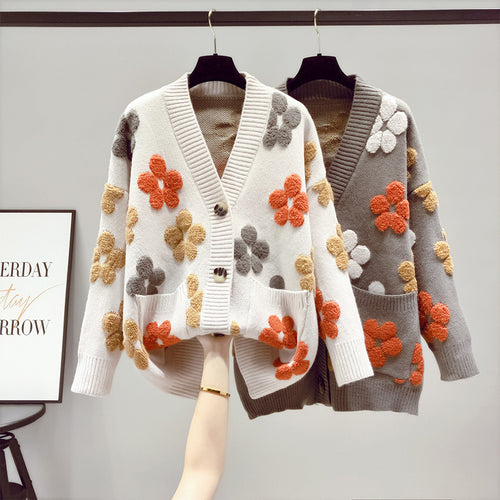 Kvinders hyggelige cardigan med blomstermønster og åben front Stilla