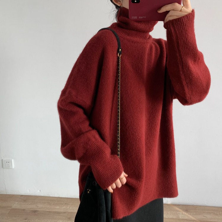 Femme Cozy Oversized Halsbånd Pullover Sweater Stilla