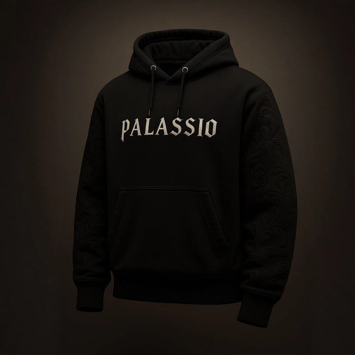 Unisex nan Premium-Hoodie med tonalt reliefbroderi på ærmerne, dobbelt hætte og kængurulomme Skovae