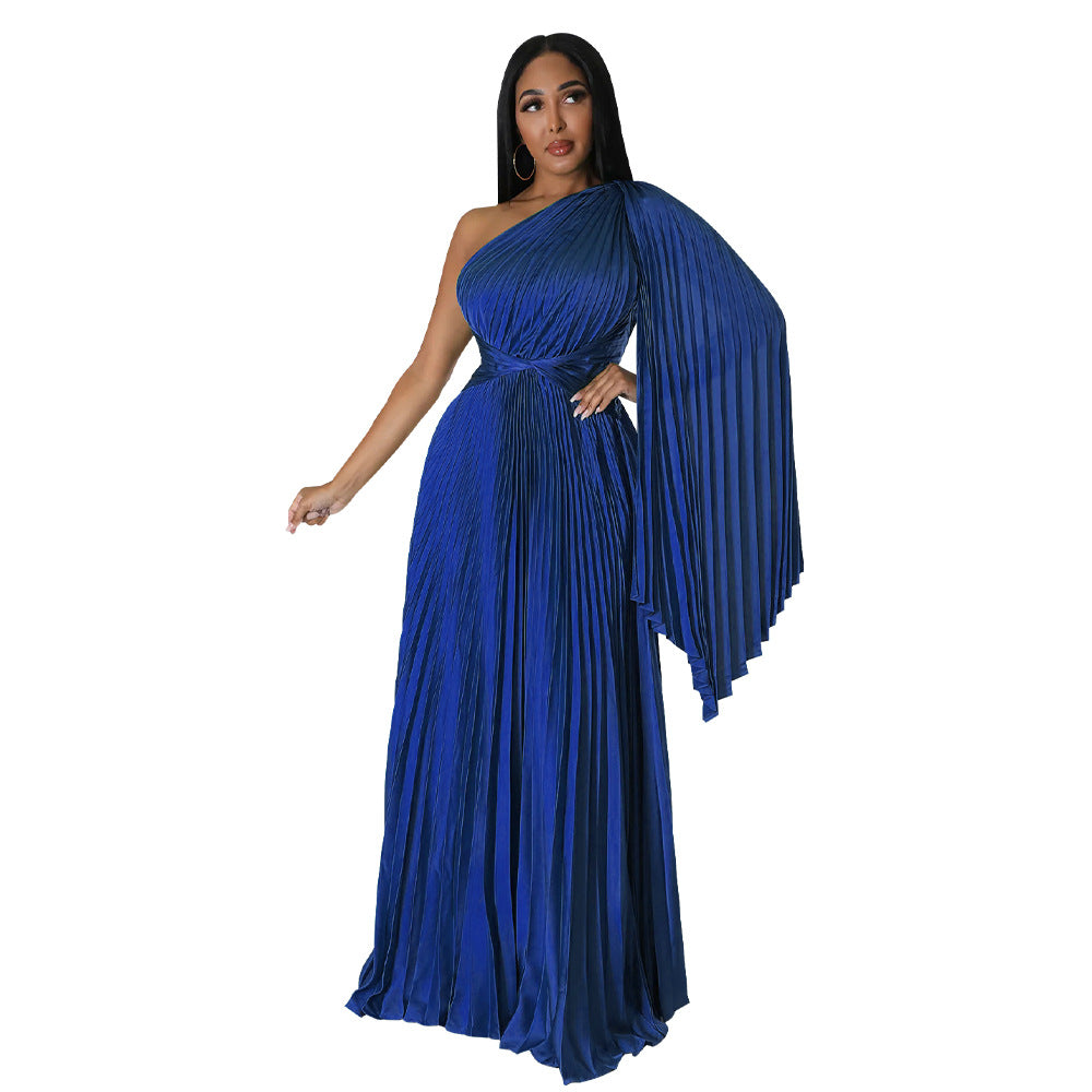 Dame Maxi-kjole med asymmetrisk One-Shoulder-design og elegant drapering Stilla