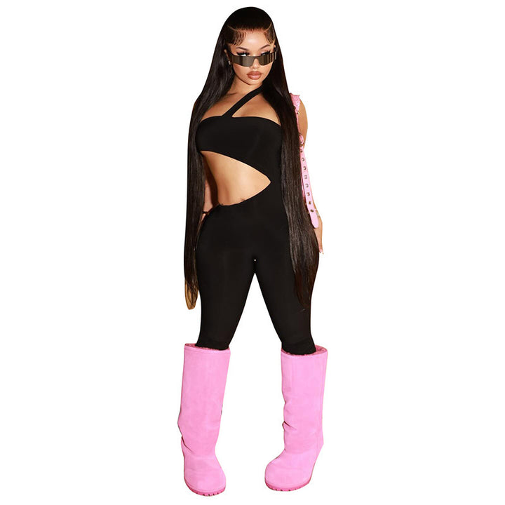 Damen Sportliches Set mit Crop-Top und Leggings Skovae