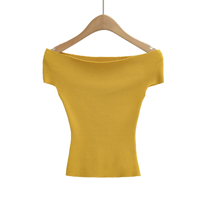 Dame Off-Shoulder Top i fint ribbet materiale Stilla