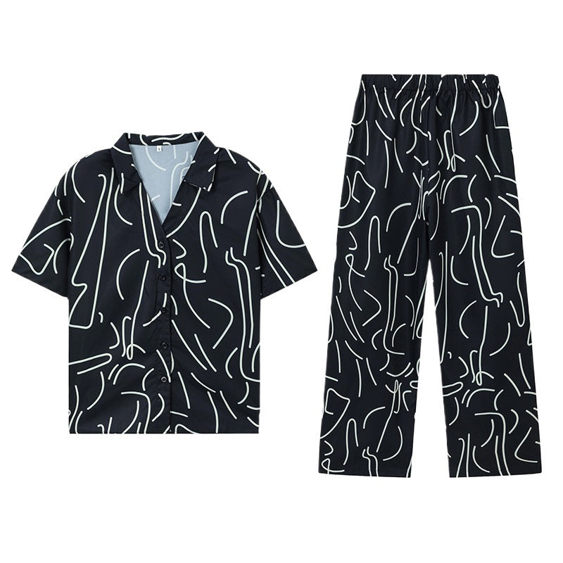 Dame Relaxed Fit Pyjamasæt med abstrakt mønster Stilla