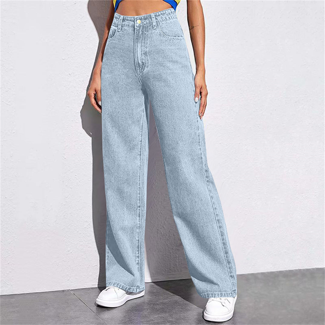 Dame brede jeans med høj talje og moderne snit Stilla