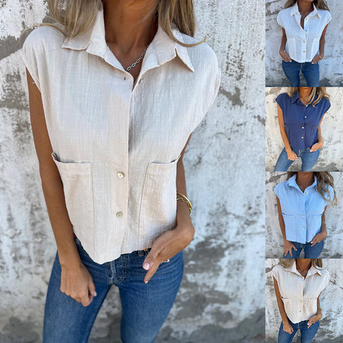 Dame Button-Up Ärmløs Utility Top Stilla
