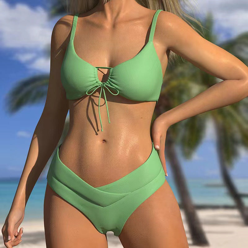 Dame Høj taljeret Struktur-Bikini-Sæt Stilla