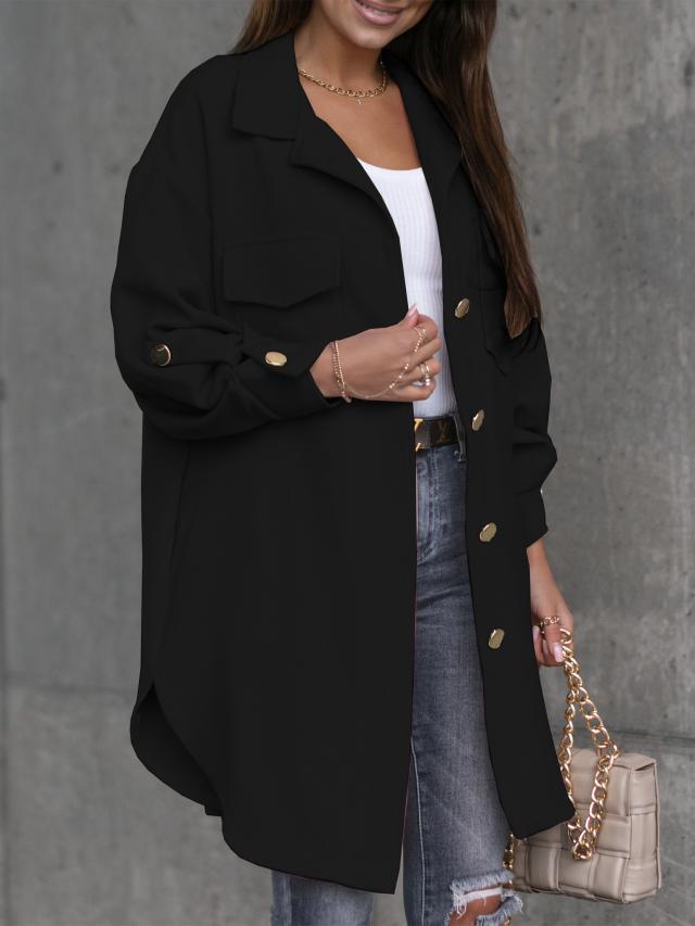 Kvinders Oversized Skjortejakke med Praktiske Lommer og Fashionabel Snit Stilla