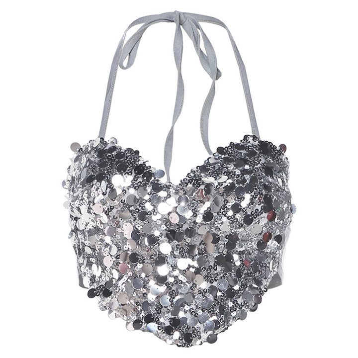 Dame Bustier-top med glitrende pailetter og sødt hjerte-design Stilla