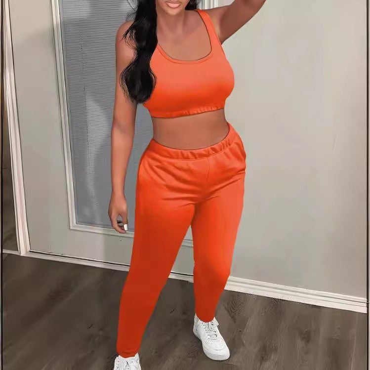 Dame Sporty To-dels Sæt med Crop Top og Leggings Stilla