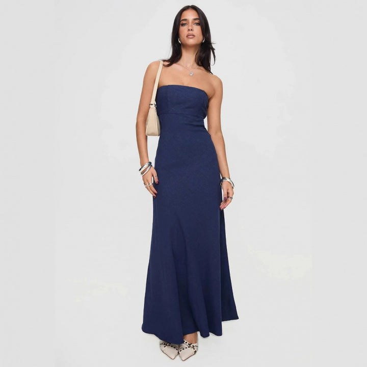 Kvinder Strapless A-linje Maxi Kjole Stilla